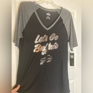 Ladies Buffalo Bills NFL Black & Silver Metallic T Shirt NWT